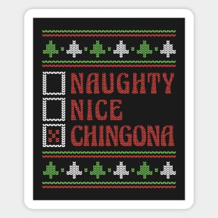 Retro Naughty Nice Chingona Ugly Xmas Sweater Style Magnet